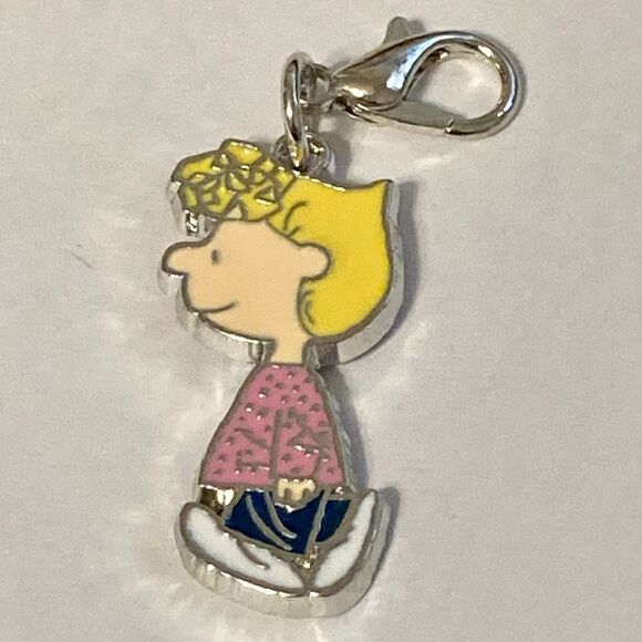 Peanuts Snoopy Sally Brown Clip On Charm Zipper Pull Purse Charm Signed Enamel - Picture 3 of 8